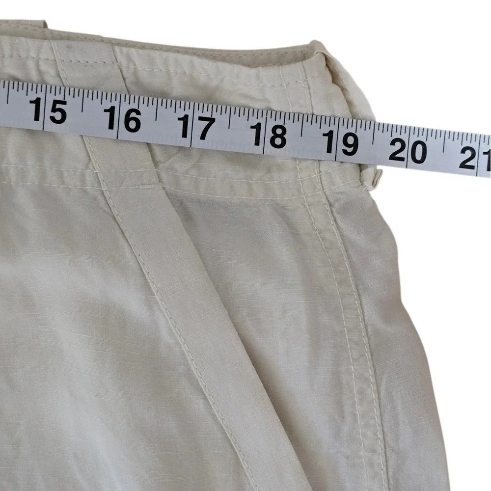 VTG Polo Ralph Lauren Linen Silk Parachute Utility Cargo Shorts Men's 36 Cream